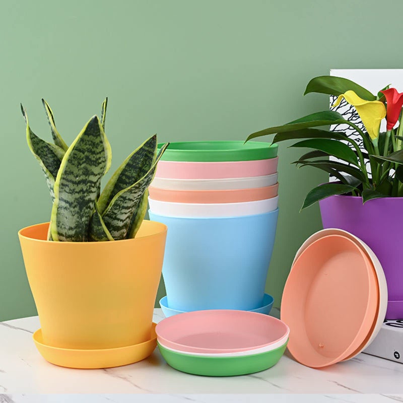 Tergy 50 Pack 4 Inch Plant Pots Bulk Small Plastic Planters Pots with Drainage Holes Flower Pot for Succulent, Cactus, Herb, African Violet (50pcs-Multicolor, 4Inches) - Image 5