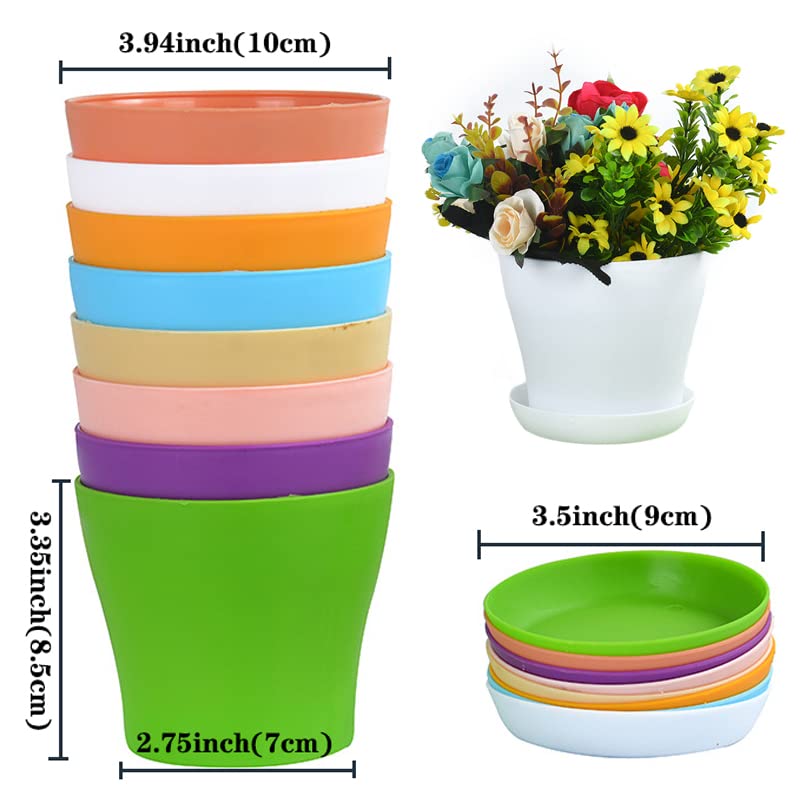 Tergy 50 Pack 4 Inch Plant Pots Bulk Small Plastic Planters Pots with Drainage Holes Flower Pot for Succulent, Cactus, Herb, African Violet (50pcs-Multicolor, 4Inches) - Image 2
