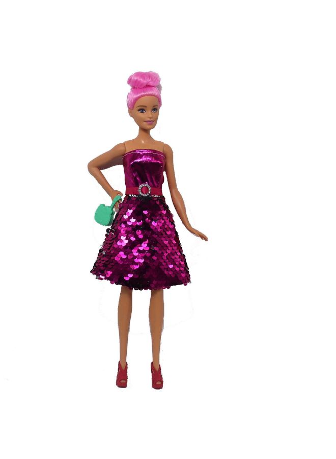 29cm Bobby Doll Clothes Shiny Beaded Piece Skirt Girl Dress Dress Fashion Evening Dress 11 Inch Fashion Toy-Height:Rose Red Short Beaded Skirt No Baby  - Image 4