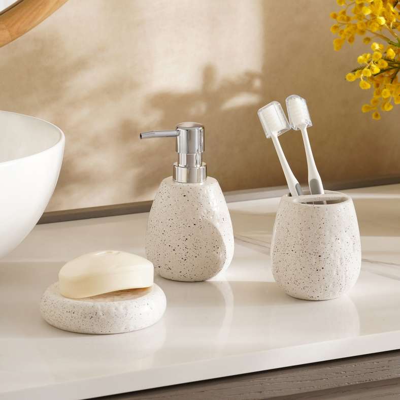 Pan Home مجموعة ملحقات الحمام 3 قطع - أبيض