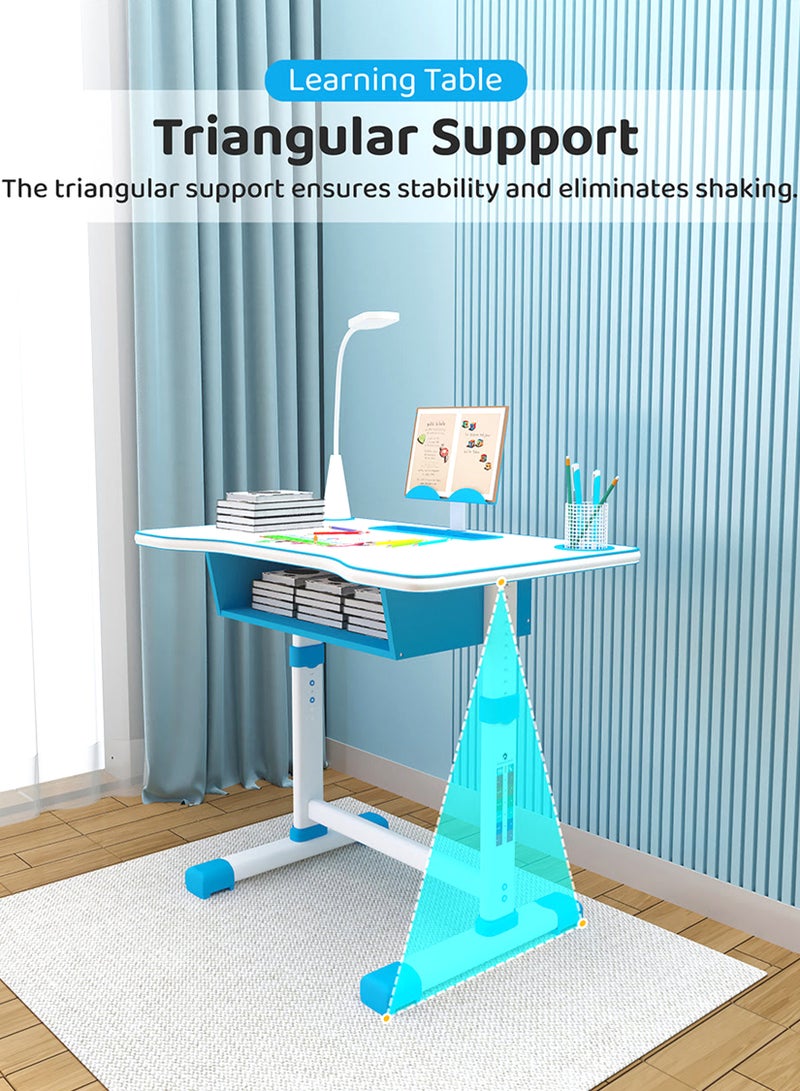 توشونكس مكتب دراسة للأطفال وكرسي مجموعة طاولة تعليمية قابلة للتعديل مع تصميم مريح، بناء آمن، مساحة تخزين كبيرة، مثالية للتعلم المنزلي، إبداع الحضانة الذي ينمو مع طفلك - Image 3