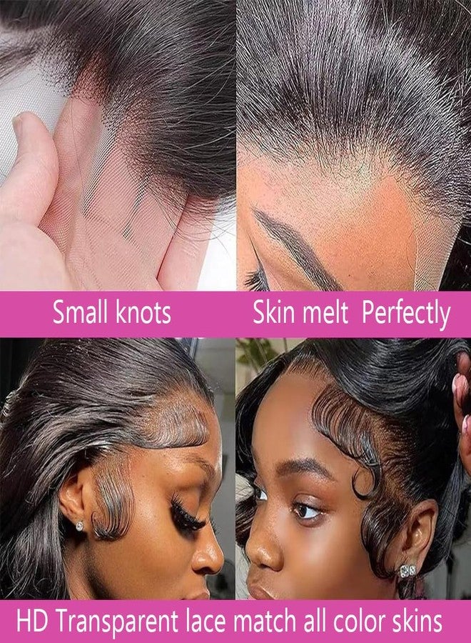 CHEEON 13x6 HD Lace Frontal 14 Inch Brazilian Straight Ear to Ear Human Hair Frontal HD Lace Virgin Human Hair Frontals Pre Plucked with Baby Hair 150% Density Natural Black - Image 5