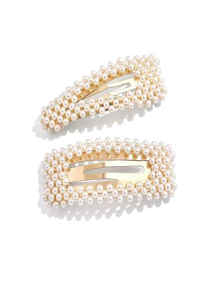 KCHIES Pearl Hair Clips Gold Snap Hairpins Alligator Barrettes Women Girls Wedding Headpiece Her Valentines Outfit Decor Accessories Back School Mother’s Day Gift Large - Image 1