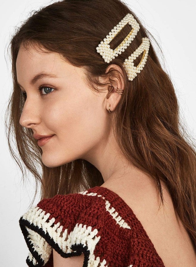 KCHIES Pearl Hair Clips Gold Snap Hairpins Alligator Barrettes Women Girls Wedding Headpiece Her Valentines Outfit Decor Accessories Back School Mother’s Day Gift Large - Image 2