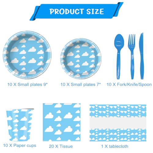 JU XIN 81Pcs Blue Sky White Clouds Birthday Party SuppliesBlue Sky Cartoon Theme Suitable For Baby Shower Baby And Kids Birthday Party - Image 5
