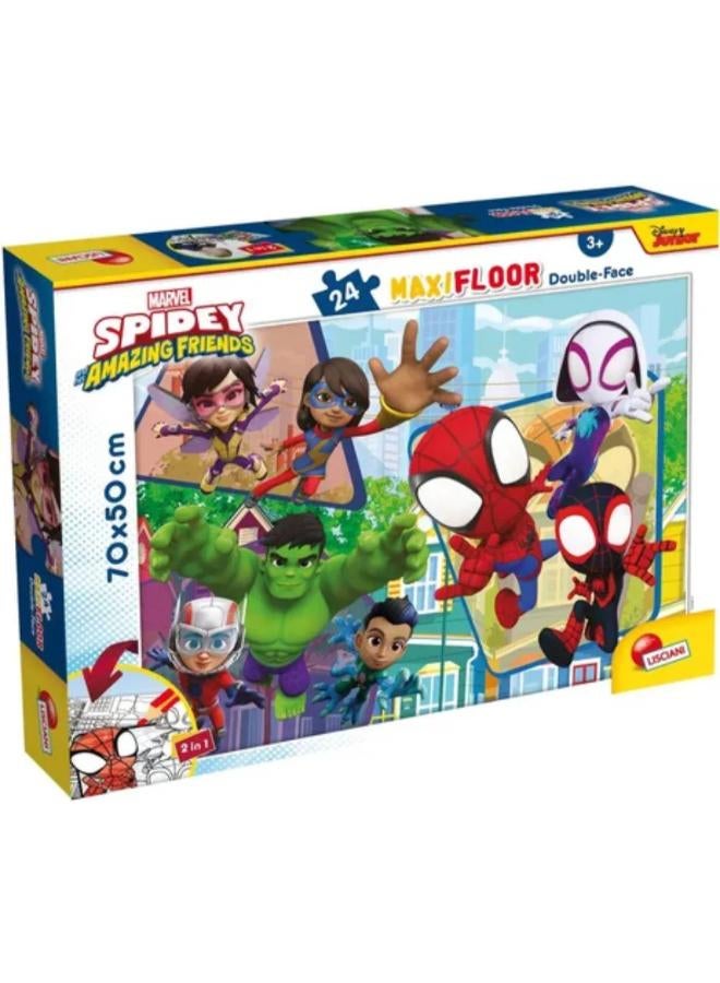Lisciani Marvel Spidey Double-Face Maxi Floor Puzzle - 24 Pieces - Image 1