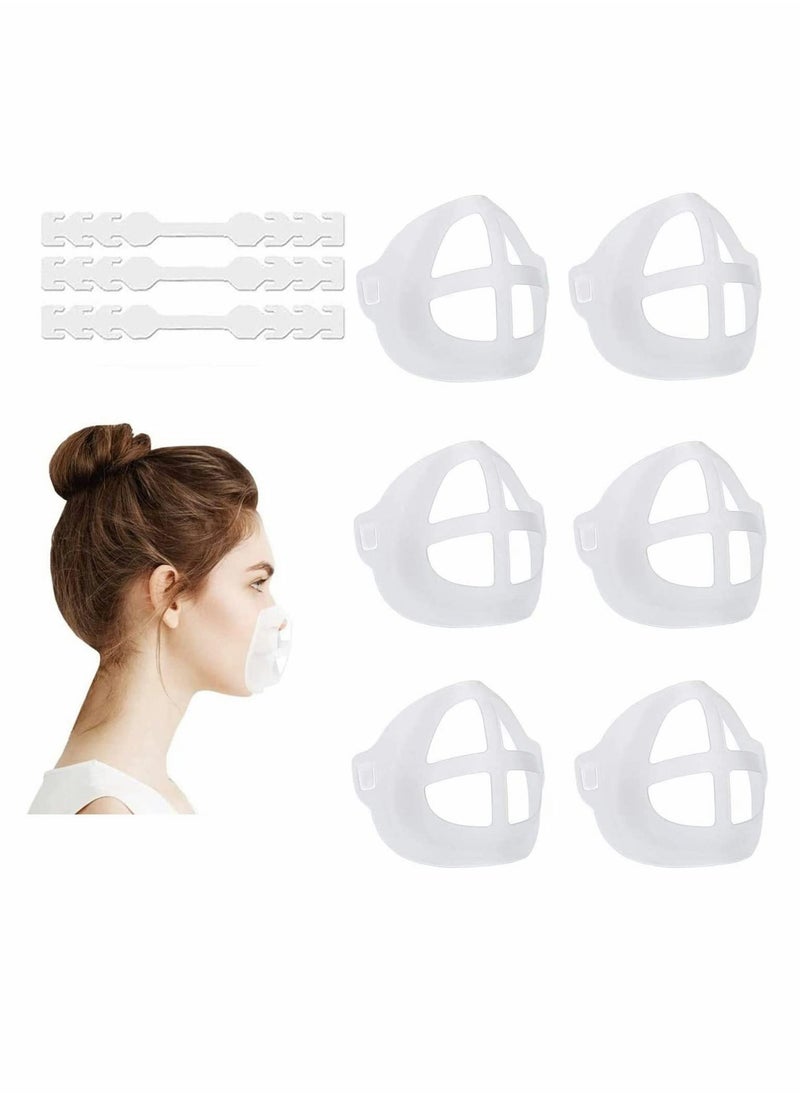 Y&D 6 PCS 3D Bracket for Mask Wearing Silicone Inner Support Frame Keep Fabric off Mouth to Create More Breathing Space Reusable Washable White  - Image 1