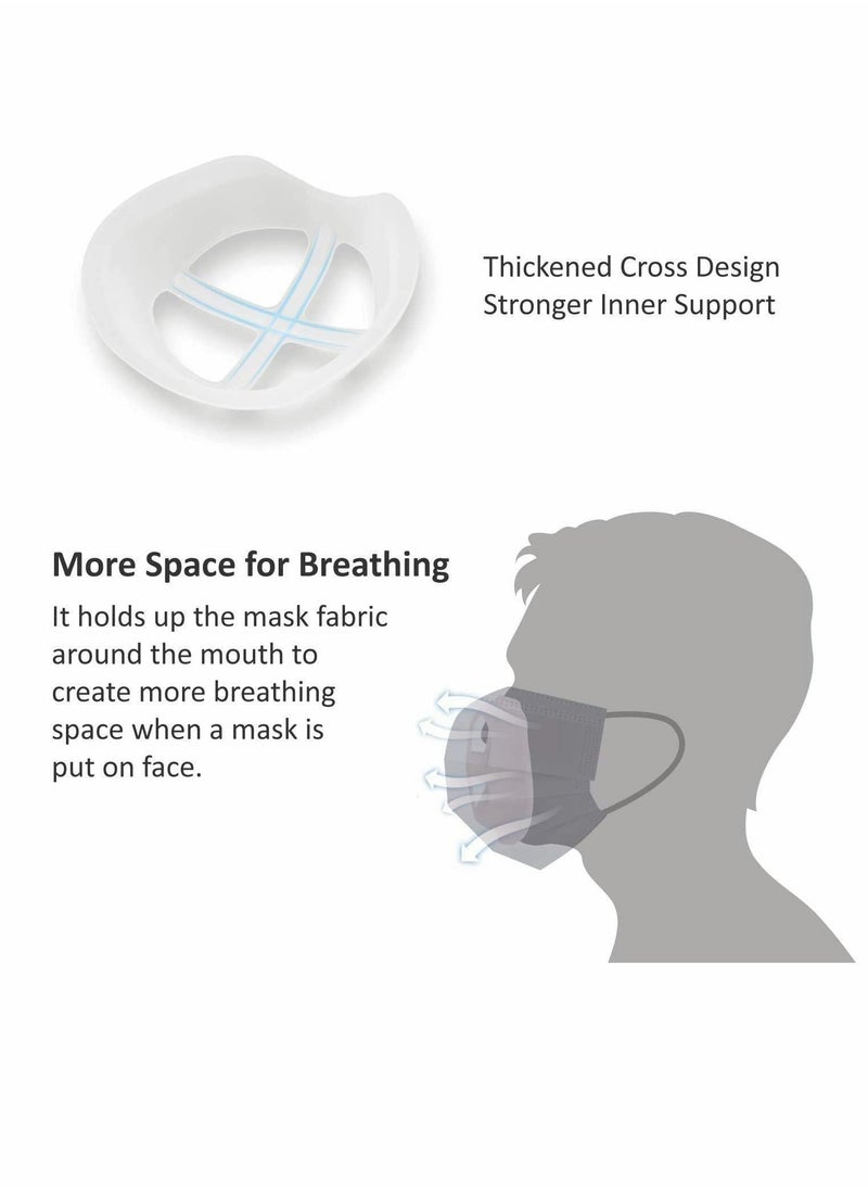 Y&D 6 PCS 3D Bracket for Mask Wearing Silicone Inner Support Frame Keep Fabric off Mouth to Create More Breathing Space Reusable Washable White  - Image 2