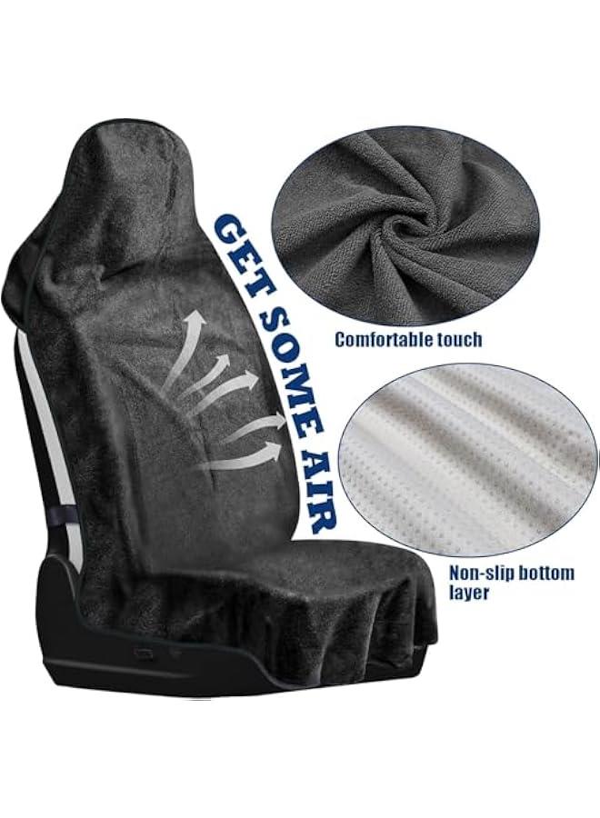 HOOKOR Car Towel Seat Cover, Waterproof Auto Seat Cover for Running, Swimming, Gym, Washable Non-Slip Car Seat Protector Fit for Sedans, Trucks, SUVs, Universal Car Accessories (Black) - Image 3
