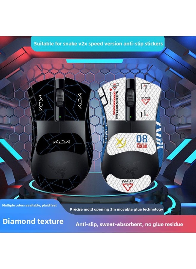 Generic - Applicable To Purgatory Viper V2X Extreme Version Mouse Anti-slip Stickers Full Set With Back Stickers Lizard Skin Anti-sweat Delivery Batch-Color:Viper V2X-SY-037 White Gundam/White Diamond-all Inclusive - Image 1