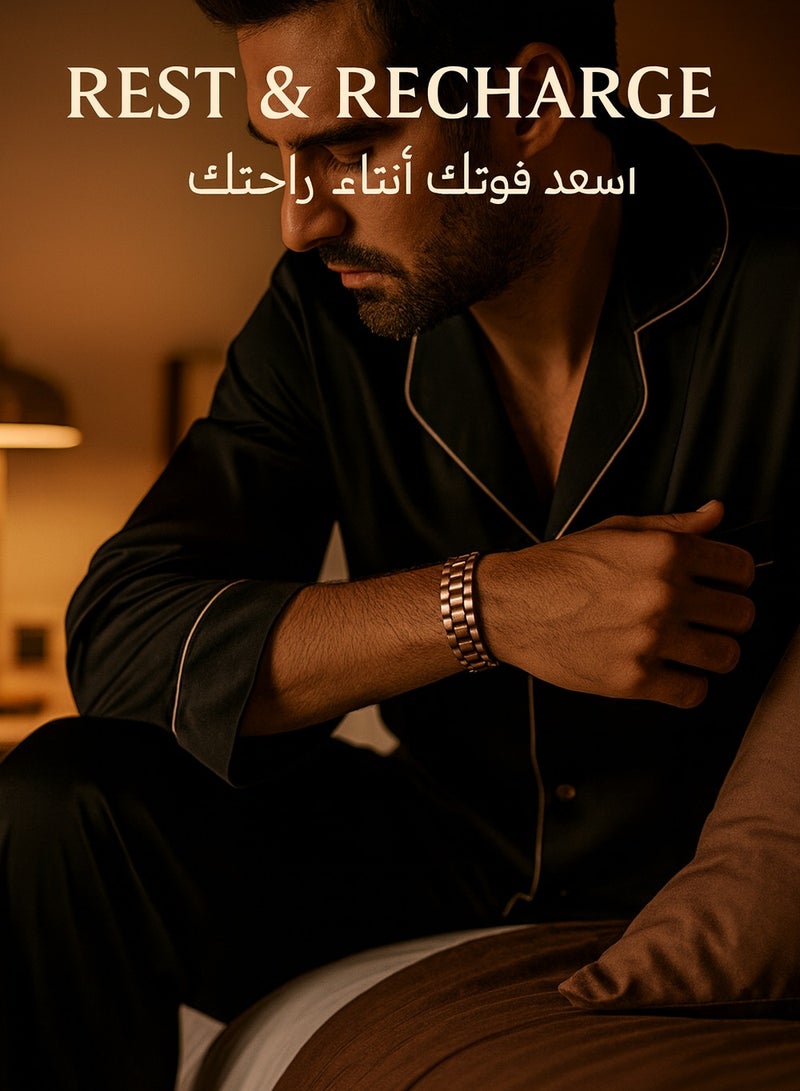 فوريكاسا سوار نحاسي مغناطيسي للرجال – يحتوي على 18 مغناطيسًا مدمجًا – نحاس خالص بنسبة ‎99.99%‎ – تصميم مفتوح قابل للتعديل ‎17.5 سم × 1.5 سم‎ – دعم للتوازن المغناطيسي الوظيفي - Image 3