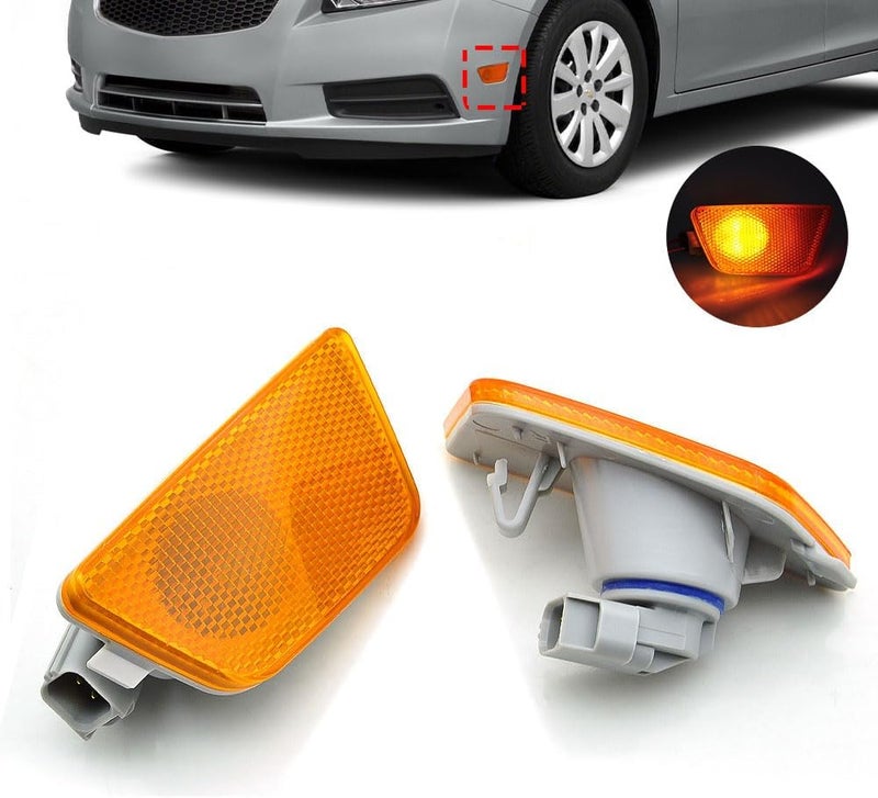 CNPAPC 2-Piece Front Bumper Park Signal Side Marker Light Assembly for Chevy Cruze 2011-2015 - Image 1