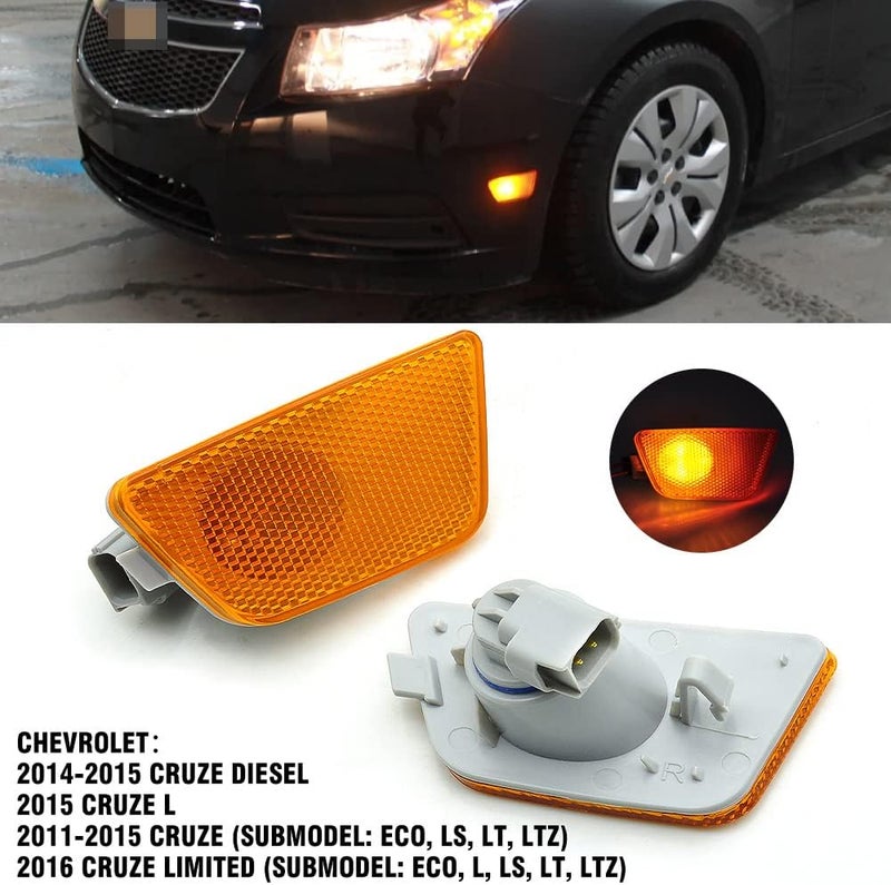 CNPAPC 2-Piece Front Bumper Park Signal Side Marker Light Assembly for Chevy Cruze 2011-2015 - Image 2