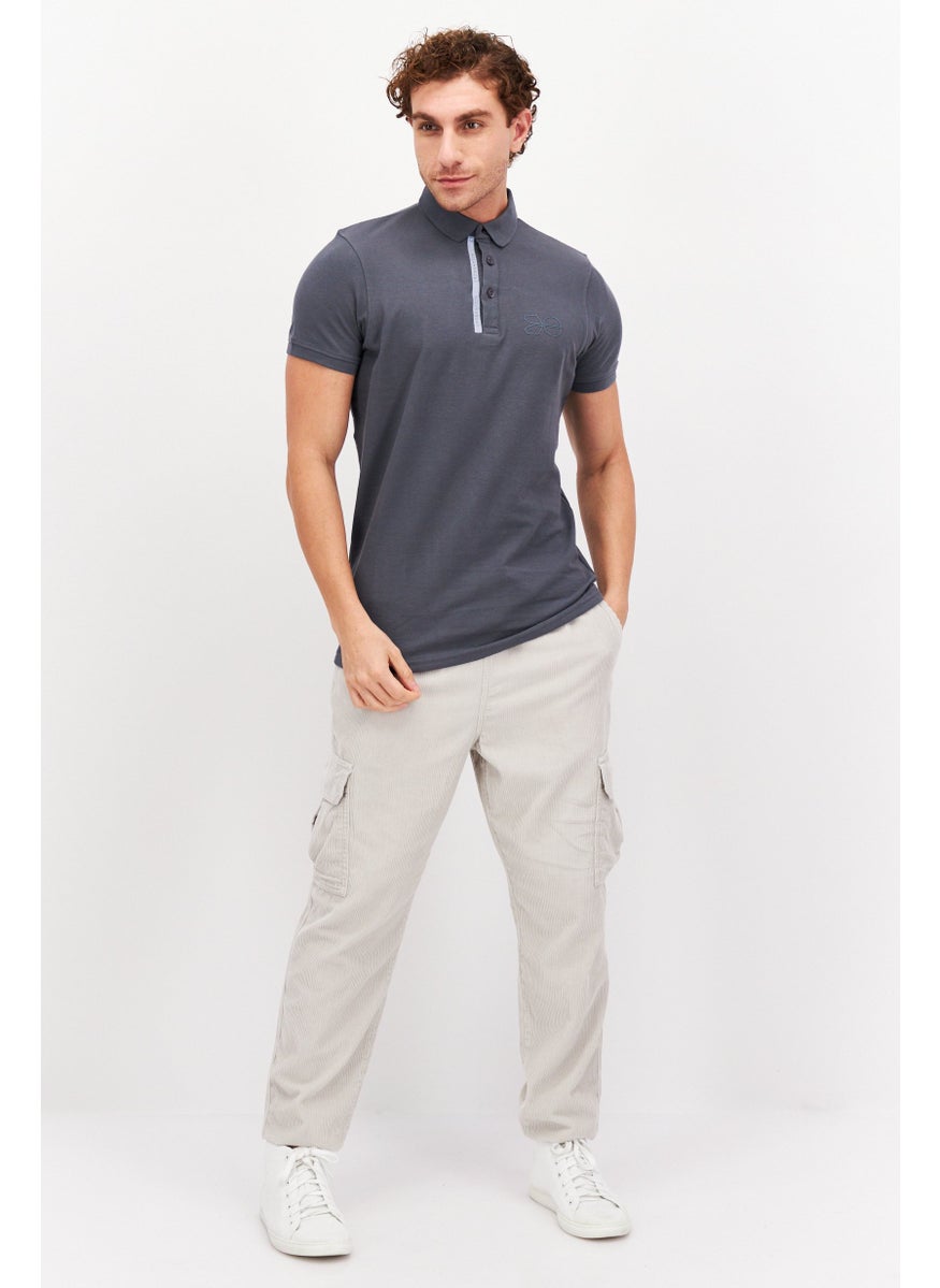 CROSSHATCH Men Regular Fit Short Sleeve Textured Polo Shirt, Charcoal  - Image 4
