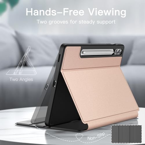 JETech Case for Samsung Galaxy Tab S9 FE+ / S9 FE Plus 12.4-Inch with S Pen Holder, Slim Folio Stand Protective Tablet Cover, Multi-Angle Viewing (Rose Gold) - Image 3