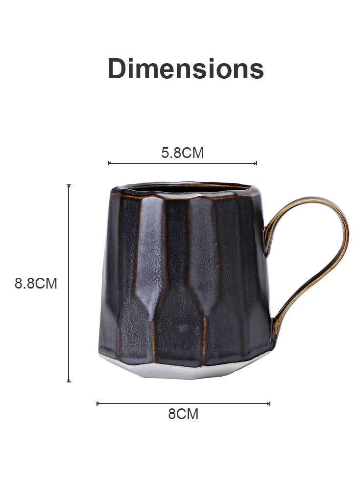 Perfii - Set of 4 Handmade 260ml Ceramic Coffee Mug Cups with Large Handle for Coffee and Tea - Image 1