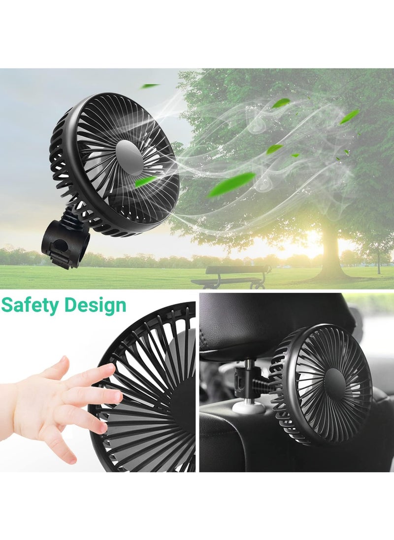 General - Car Fan, 3 Speeds Adjustment Electric Auto Cooling Fans for Backseat, Headrest Cooling Air Circulator Fan for Car 360 Degree Rotatable Car Rear Seat Air Fan USB Plug for 12V/24V Car/Truck/Boat - Image 1