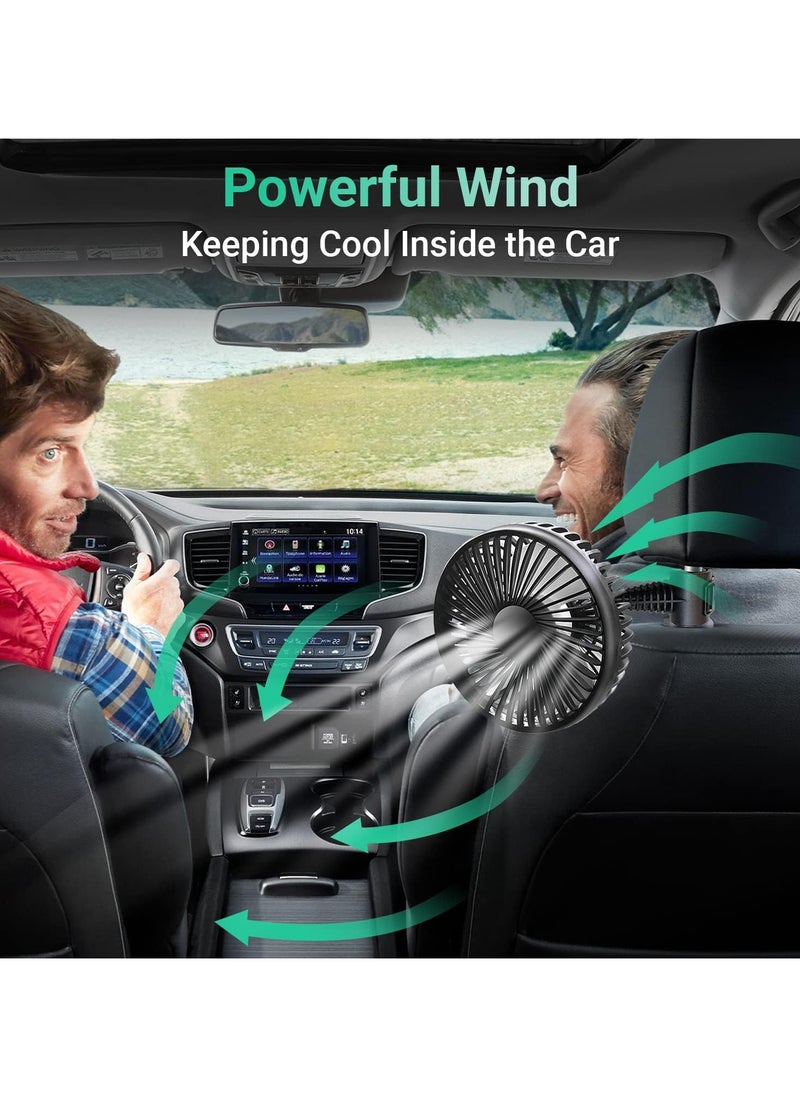 General - Car Fan, 3 Speeds Adjustment Electric Auto Cooling Fans for Backseat, Headrest Cooling Air Circulator Fan for Car 360 Degree Rotatable Car Rear Seat Air Fan USB Plug for 12V/24V Car/Truck/Boat - Image 1