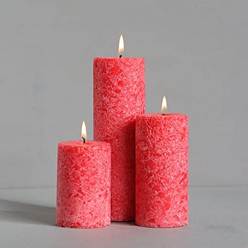 PROSPERRO LUMO by Parkash Candles Set of 3 Fragrance Pillar Candles Marble Finish (Rose Fragrance) | 100% Paraffin Wax - Image 3