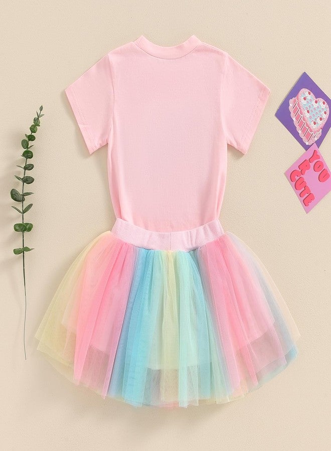 Gureui 2 Yearl Old Toddler Girl Birthday Outfit 2 Print Short Sleeve Shirt 2nd Tutu Skirt Summer Clothes - Image 4