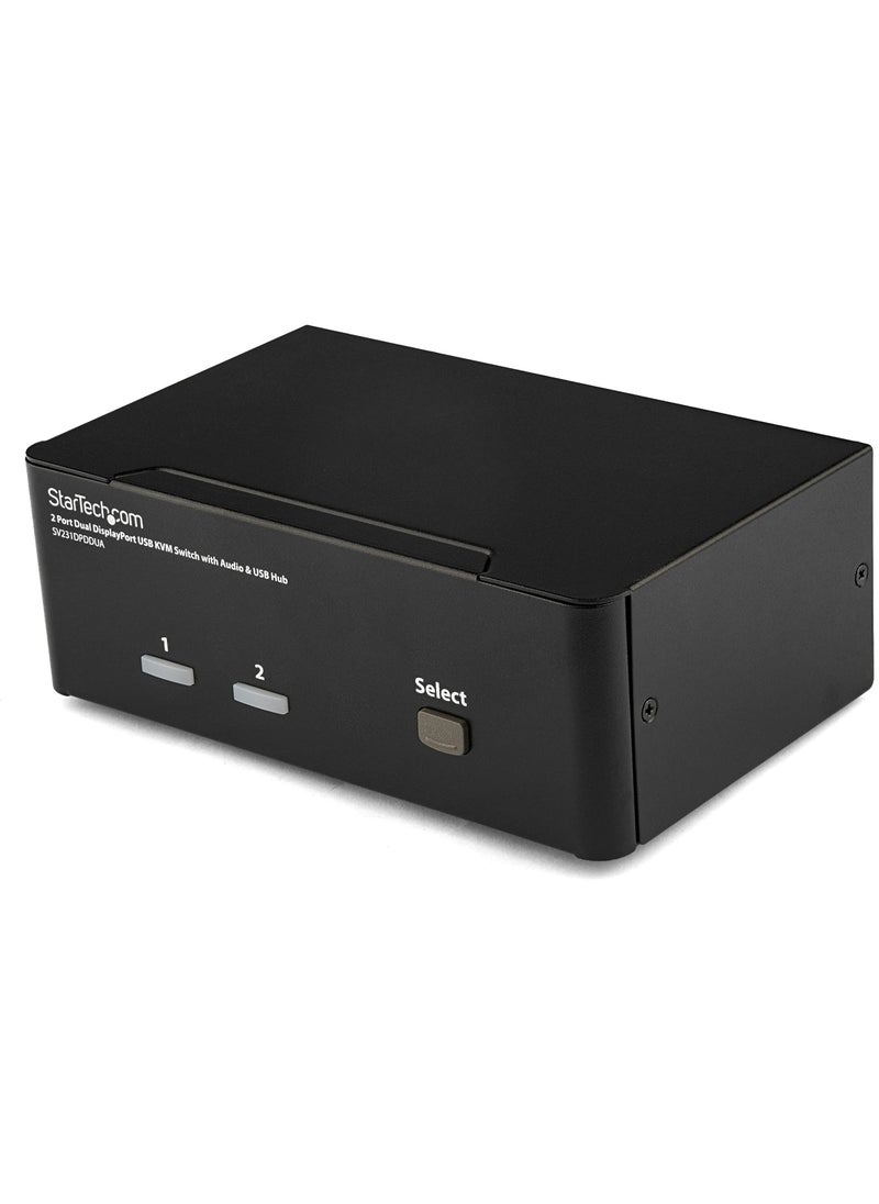 Startech.com StarTech.com Dual Monitor DisplayPort KVM Switch - 2 Port - USB 2.0 Hub - Audio and Microphone - DP KVM Switch , TAA (SV231DPDDUA)  - Image 1