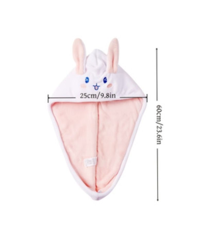 Double Layer Thickened Quick Dry Hair Towel Cap For Women White Blue - Image 2