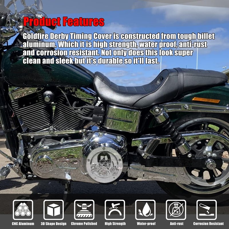 Goldfire 5 Hole Derby Timer Cover and Points Covers for Harley 1999-2014 Big Twin Cam - Image 4