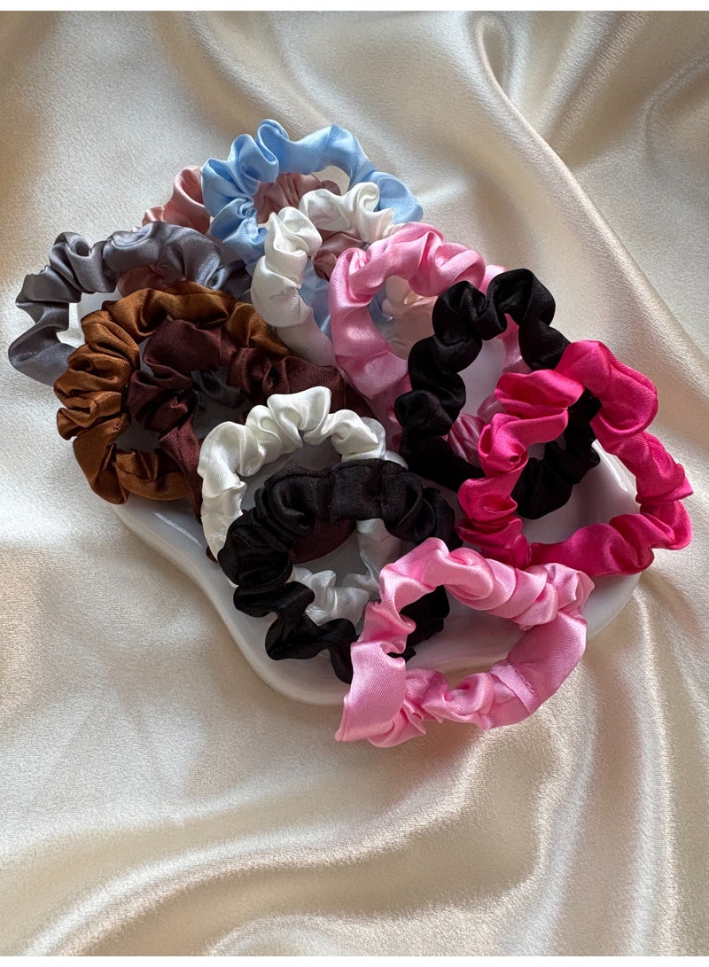 Padded Velvet Headband with Rhinestones + 12 Satin Hair Scrunchies Set | Gentle & Elastic | Everyday & Gift Use - Image 3