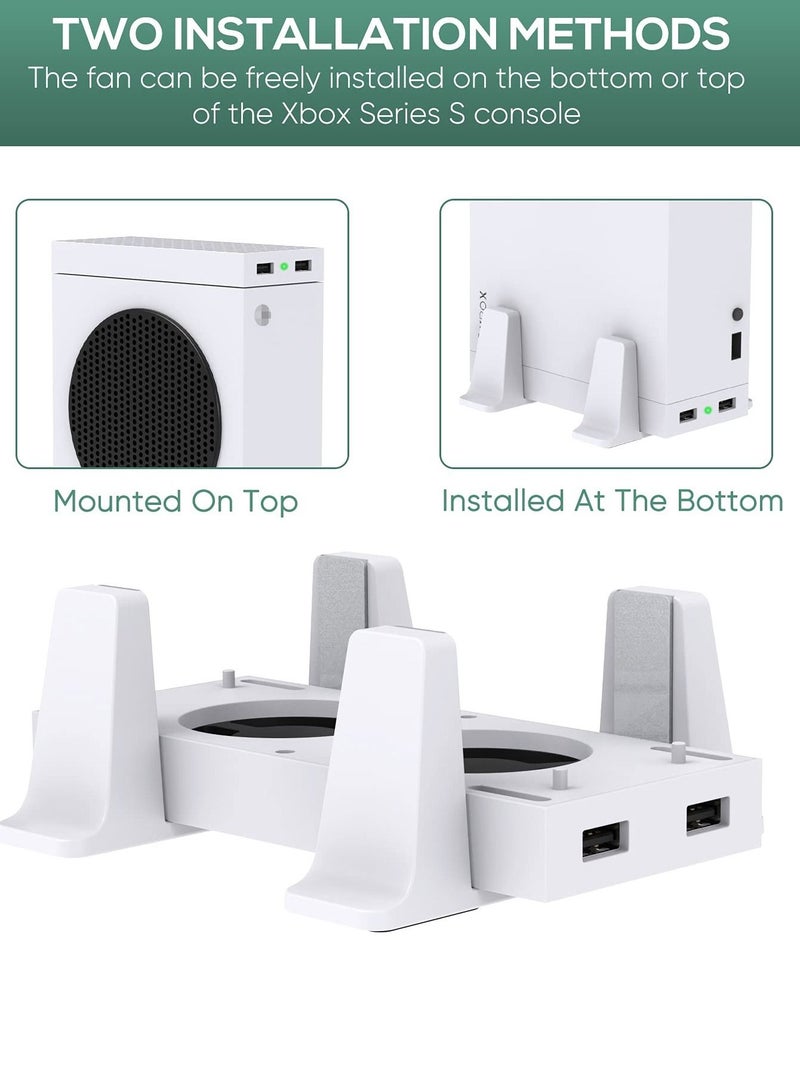 إسكدنيا حامل مروحة التبريد لوحدات تحكم Xbox Series S، مروحتان تبريد عاليتا السرعة وملحق قاعدة، خياران لتركيب المراوح، ثلاث سرعات قابلة للتعديل، ومنفذا USB إضافيان - Image 2