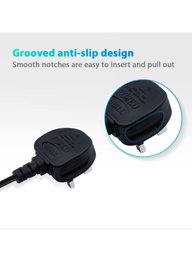هيروكس كابل طاقة 3M UK، IEC320C7 إلى BS 1363، سلك طاقة C7 Figure 8، كابل طاقة PS4، سلك Kettle/سلك طاقة متوافق مع Samsung LG Philips Toshiba TV/Printer/PS4/PS3/PS5 - Image 5