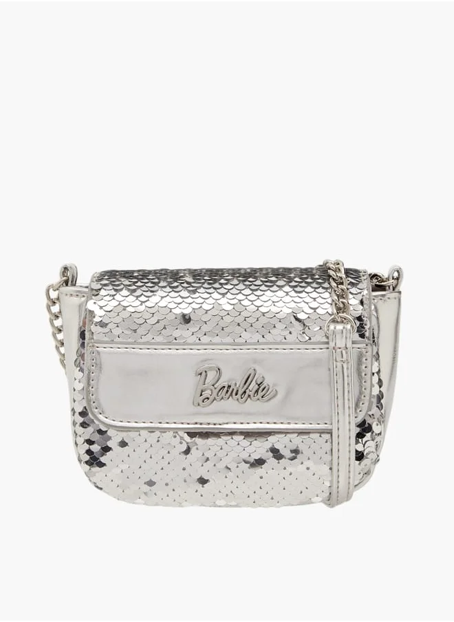 Barbie Girls All-Over Embellished Crossbody Bag with Button Closure