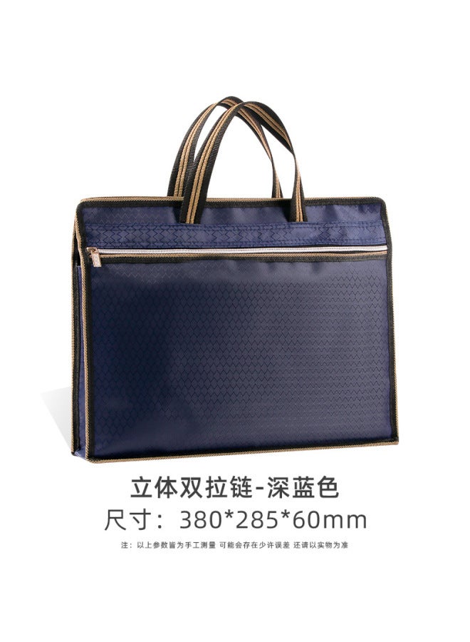 HELPS A4 Satchel Document Bag Customized Large-capacity Multi-functional Document Bag Oxford Cloth Double Zipper Information Conference Briefcase - Image 1