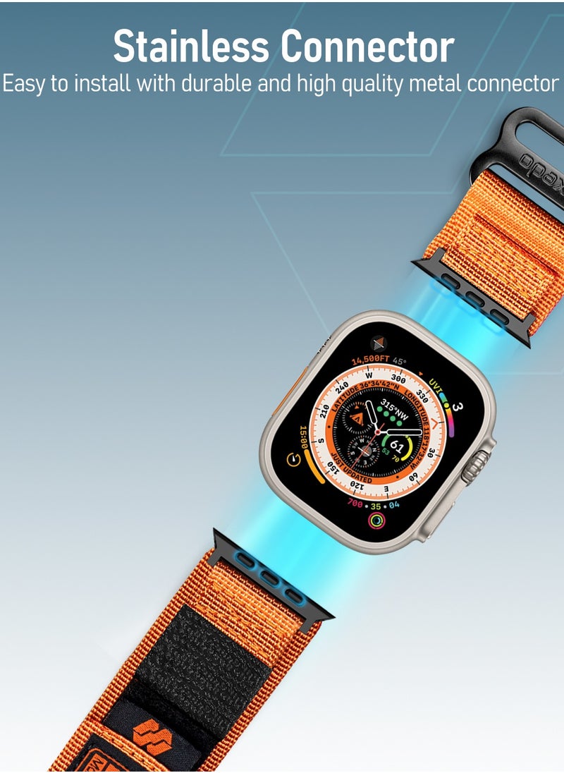 Moxedo Moxedo MX23 Rugged Strap Breathable Nylon Braided Sports Band Compatible with Apple Watch Band Series 8/7/6/5/4/3/2/1/SE Ultra Woven Loop Design for 44mm/45mm/49mm - Orange  - Image 4