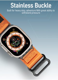 Moxedo Moxedo MX23 Rugged Strap Breathable Nylon Braided Sports Band Compatible with Apple Watch Band Series 8/7/6/5/4/3/2/1/SE Ultra Woven Loop Design for 44mm/45mm/49mm - Orange  - Image 3
