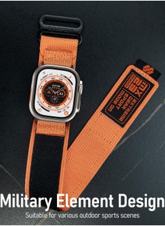 Moxedo Moxedo MX23 Rugged Strap Breathable Nylon Braided Sports Band Compatible with Apple Watch Band Series 8/7/6/5/4/3/2/1/SE Ultra Woven Loop Design for 44mm/45mm/49mm - Orange  - Image 2