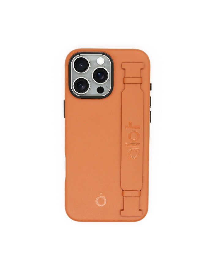 ALot Noble leather case for iPhone 15 Pro Brown Leather case with hand grip metal camera frame microfiber lining magnetic closure and premium PU finish for elegant handling - Image 1