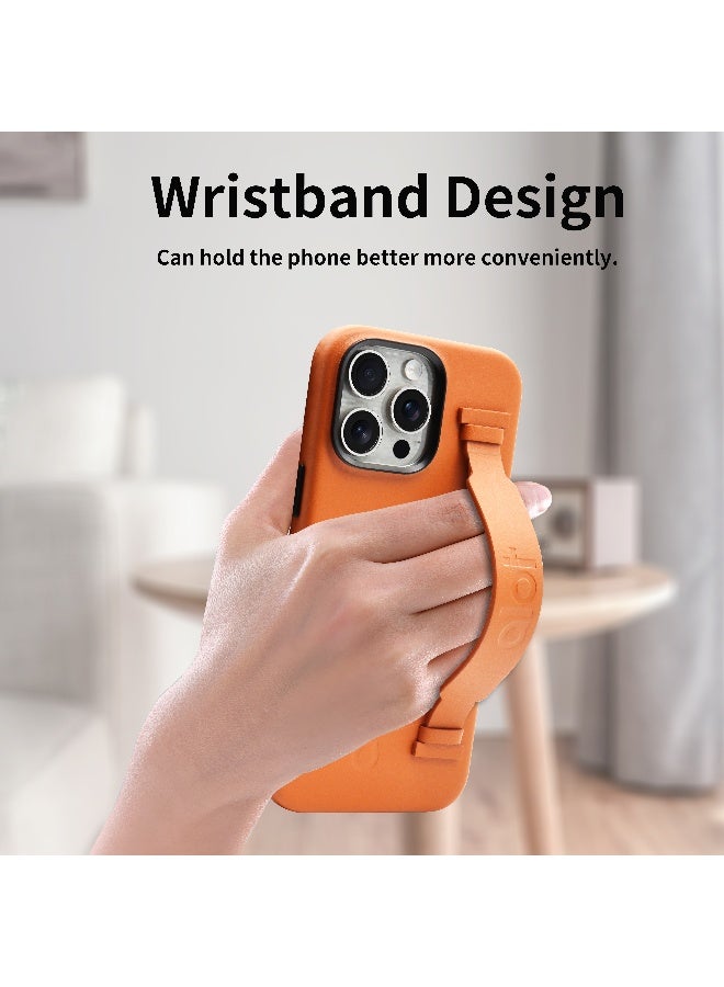 ALot Noble leather case for iPhone 15 Pro Brown Leather case with hand grip metal camera frame microfiber lining magnetic closure and premium PU finish for elegant handling - Image 3