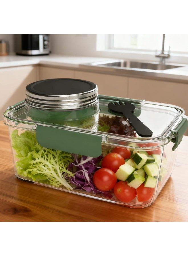 general Salad Bowl with Sealed Sauce Jar - Leakproof Dressing Container Food-Safe Airtight Bowl for Indoor Outdoor Use - Image 1