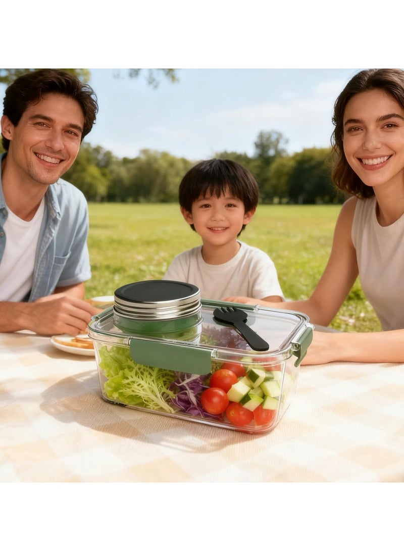 general Salad Bowl with Sealed Sauce Jar - Leakproof Dressing Container Food-Safe Airtight Bowl for Indoor Outdoor Use - Image 3