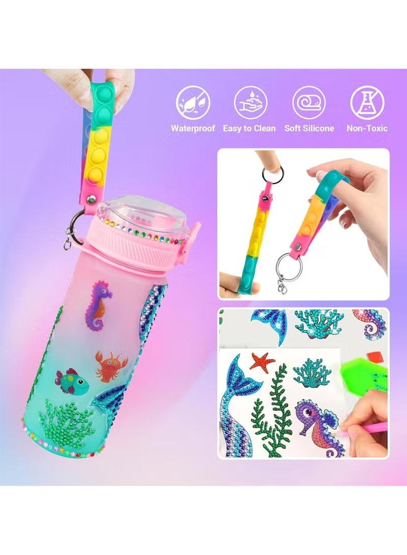 ColaBear Decorate Your Own Water Bottle Kits for Girls, Fun Arts and Crafts Gift Toys for Ages 3+, Gem Painting Crafts, Fun Arts and Crafts Gifts Toys for Girls Birthday (Pink) - Image 3