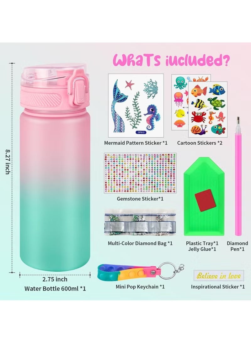 ColaBear Decorate Your Own Water Bottle Kits for Girls, Fun Arts and Crafts Gift Toys for Ages 3+, Gem Painting Crafts, Fun Arts and Crafts Gifts Toys for Girls Birthday (Pink) - Image 2