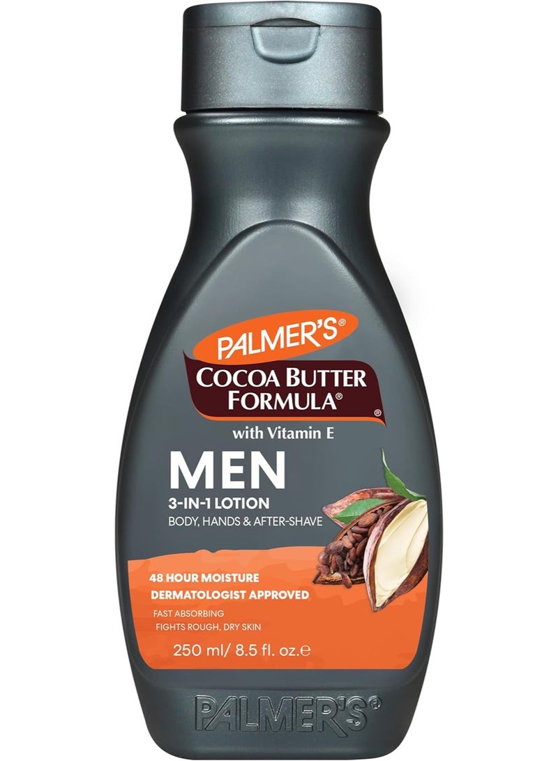 Cocoa Butter Formula Men's 3 in 1 Lotion-For Body, Hands & After Shave-48 Hrs Moisture-Fast Absorbing-Fights Rough, Dry Skin-No,Dermatologist Approved, Paraben,Sulphate,Dyes,Mineral Oil-250M