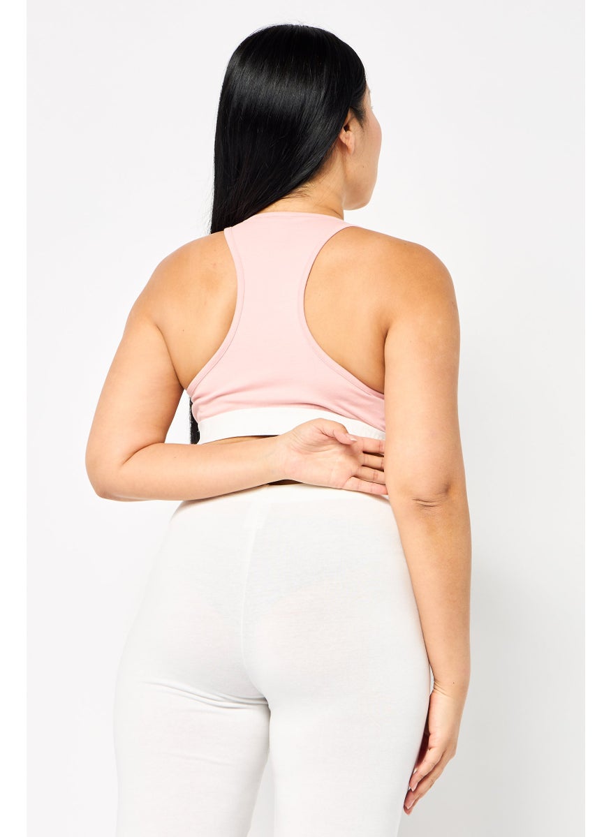 MOSCHINO Women Brand Logo Padded Sports Bra, Pink  - Image 4