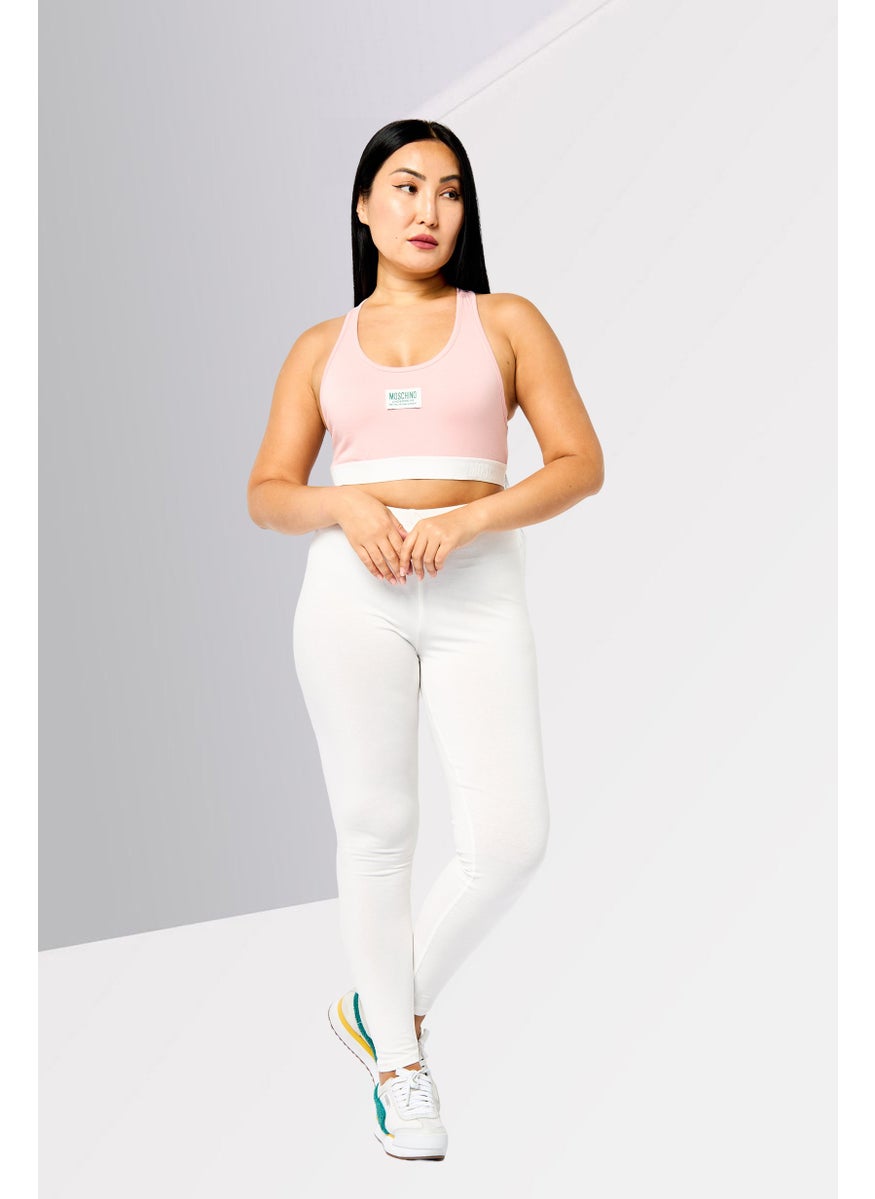 MOSCHINO Women Brand Logo Padded Sports Bra, Pink  - Image 2