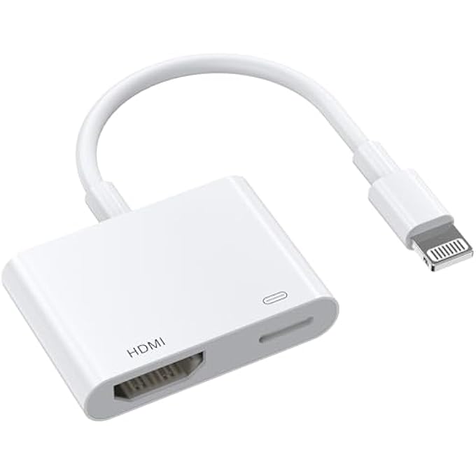 rayihni [APPLE MFI CERTIFIED] LIGHTNING TO HDMI ADAPTER,1080P VIDEO & AUDIO SYNC SCREEN CONVERTER DIGITAL AV ADAPTER WITH CHARGING PORT FOR IPHONE14 13 12 11 XS XR X 8 7,IPAD TO HD TV/MONITOR/PROJECTOR WHITE - Image 1