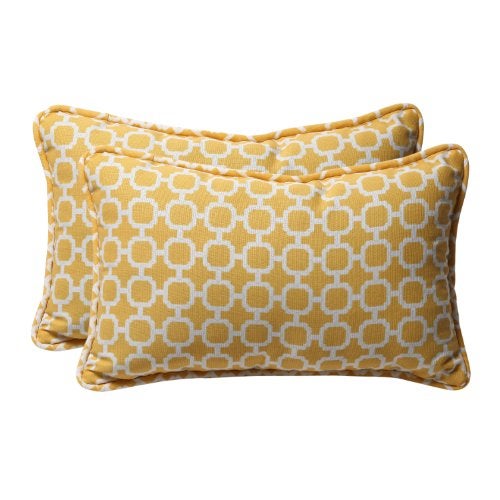 Pillow Perfect Trellis Indoor/Outdoor Throw Pillows, 2 Count, Lumbar - 11.5 x 18.5, Yellow Hockley Banana - Image 3