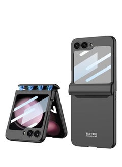 جنرال جراب مغناطيسي قابل للطي لهاتف Samsung Galaxy Z Flip 5، جراب شامل للهاتف بتصميم قابل للطي ، بلون صلب مع حامي شاشة من الزجاج.  - Image 1