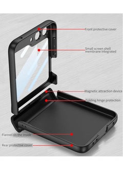 جنرال جراب مغناطيسي قابل للطي لهاتف Samsung Galaxy Z Flip 5، جراب شامل للهاتف بتصميم قابل للطي ، بلون صلب مع حامي شاشة من الزجاج.  - Image 2