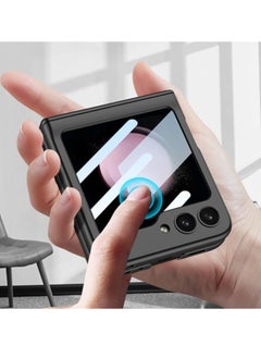 جنرال جراب مغناطيسي قابل للطي لهاتف Samsung Galaxy Z Flip 5، جراب شامل للهاتف بتصميم قابل للطي ، بلون صلب مع حامي شاشة من الزجاج.  - Image 5