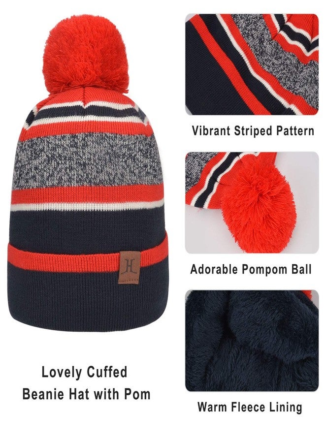 MAYLISACC 3Pcs Hat Scarf and Glove Set for Kids Boys Age 3-6 Winter Knit Pom Beanie Neck Warmer Gloves Set with Warm Fleece Lining - Image 4
